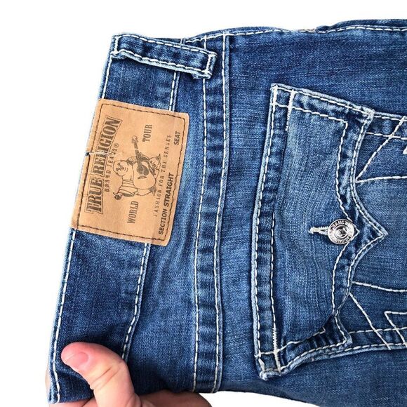 Vintage True Religion Jeans Size 38 STRAIGHT FLAP T Blue - Picture 7 of 12